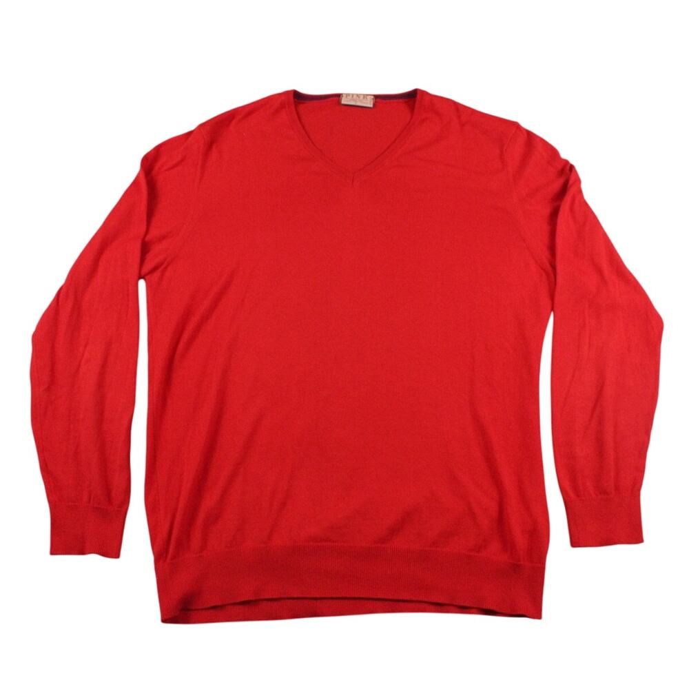 Thomas Pink Jermyn Street Red Cotton Sweater Mens Medium V-Neck Luxury‎